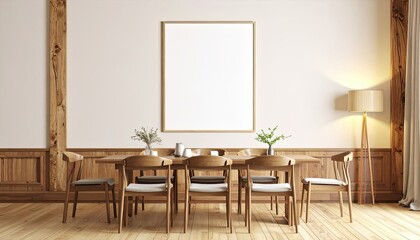 Elegant Dining Room Setup with Wooden Furniture and Natural Light