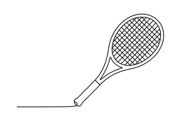 Tennis Racket One Line Drawing, Editable Sports Vector, Minimal Outline Design