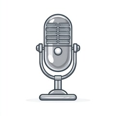 Silver vintage microphone illustration on white background