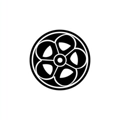 Obraz premium Ornate circular black and white rosette design with floral, petal-like shapes