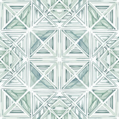 Seamless Pattern, Geometric pattern with triangle and square shapes in muted green and gray tones Stock royalty free