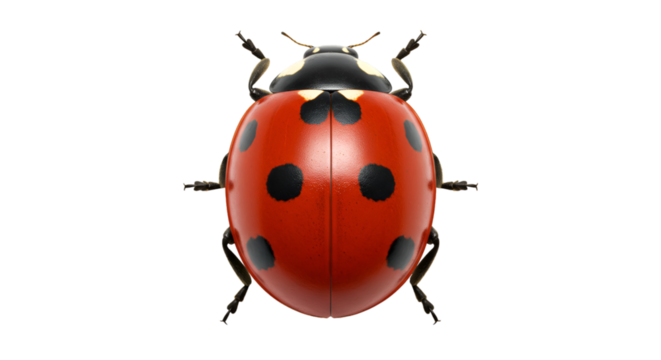 Close up macro ladybug beetle insect bug nature wildlife red black spots isolated on black background view isolated on transparent white background