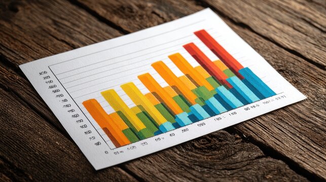 Colorful bar graph on wood