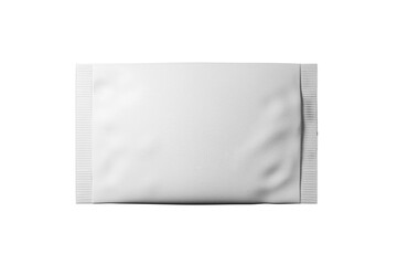 Blank white sachet mockup with clean surface and sealed edges, isolated on transparent background, 3D Rendering, concept for packaging design