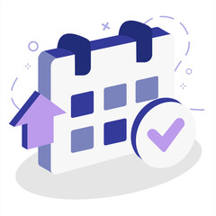 Modern Semi-3D Calendar Planning Icon for Project Management Tools