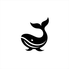 Fototapeta premium Stylized black whale logo on a white background