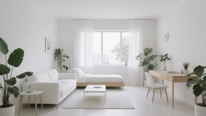 Fototapeta premium modern living room with white furniture