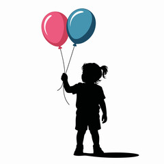 Child Holding Balloons Silhouette