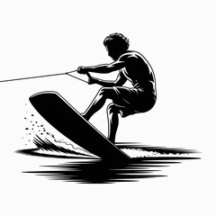 Dynamic Wakeboarding Action Silhouette Design