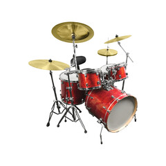 Red and Gold Drum Kit on a Black Background