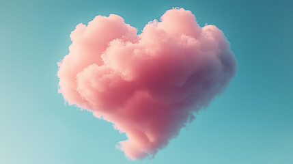 pink heart shaped cloud against a clear blue sky
