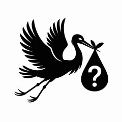 Fototapeta premium Stork Carrying Mystery Package Illustration