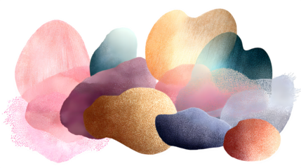 Abstract organic shapes, isolated on transparent background