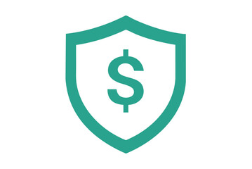 Green shield with a dollar sign symbolizing financial security and protection