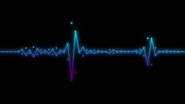 Neon ECG Heartbeat Waveform on White, Cyan‑Magenta Gradient Glow