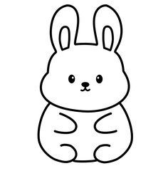 Cute bunny sitting sideways in simple line art.