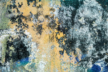 Colorful abstract background. Old, cracked, peeling paint on the wall as a background.