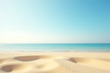Fototapeta premium Beautiful beach sand sea ocean blue sky vacation travel destination summer holiday relaxation landscape scenic