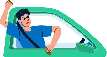 Angry driver shouting and gesturing from car window