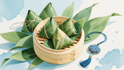 The zongzi on the steamer tray