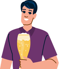 Young man holding a glass of beer and smiling