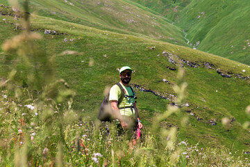man walking in the mountains