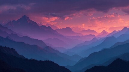 Obraz premium Mountain range at sunset, vibrant colors (1)