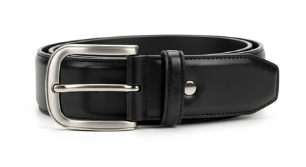 Black Leather Belt with Silver Buckle.