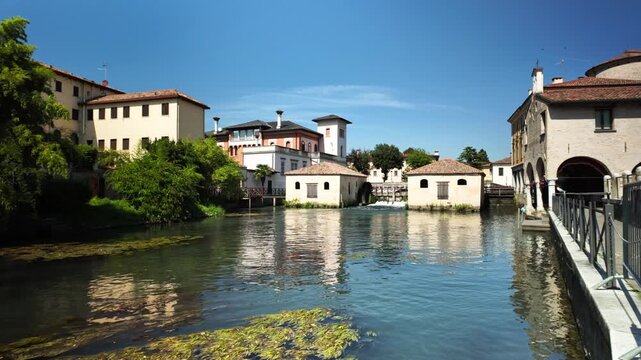 Sant'Andrea mills on the Lemene River in the historic center of Portogruaro, Italy.