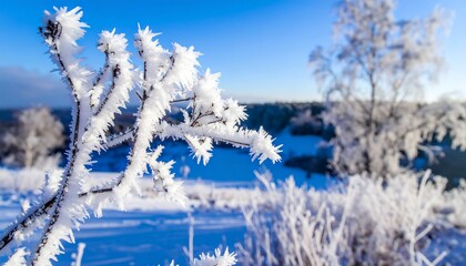 Frosty branches gleam brightly
