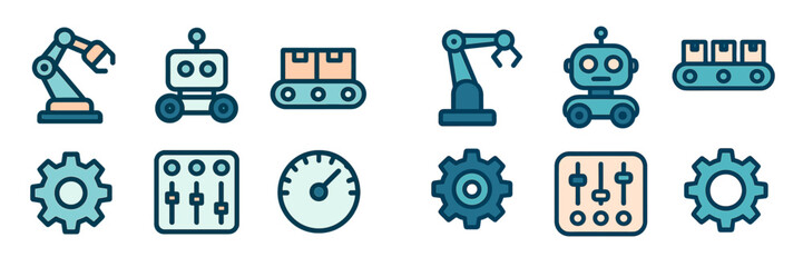 Industrial Automation Icons, Minimalist flat design