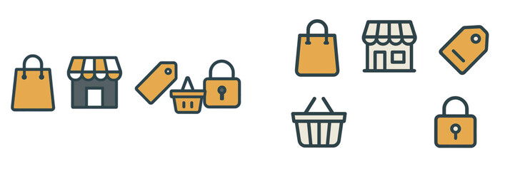 Fototapeta premium Shopping Icons Collection, Minimalist flat design