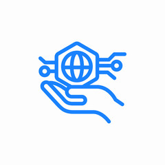 global technology hand icon sign vector