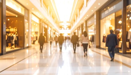 Blurred view of a bustling shopping mall