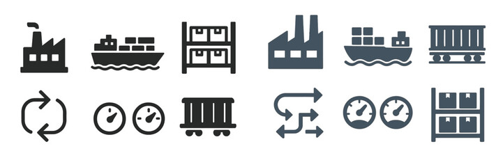 Obraz premium Logistics and Supply Chain Icons, Minimalist flat design