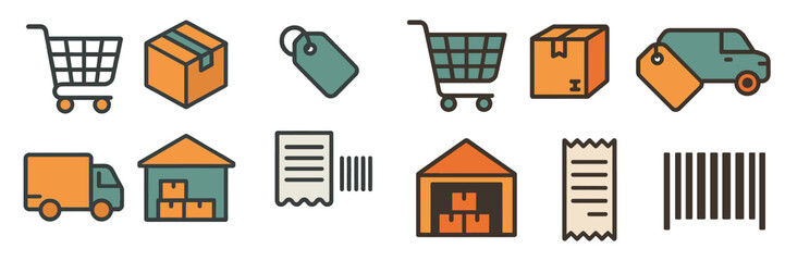 Logistics and Delivery Icons, Minimalist flat design