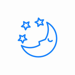 sleeping moon stars icon sign vector