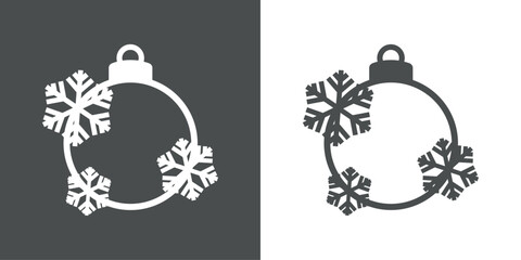 Decoración de Navidad. Logo con bola de navidad con copos de nieve con líneas para tarjetas y felicitaciones © teracreonte