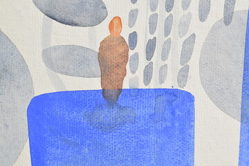 painting on wall BLUE-GREY ABSTRACT ART NO.7