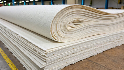 roll and stack of paper or material, white, industry