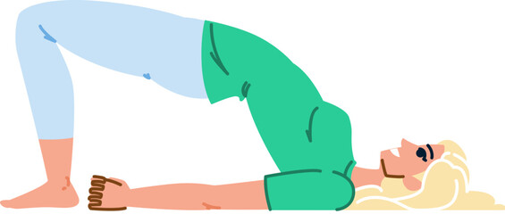 Young woman practicing bridge pose yoga exercise