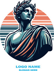 Estatua griega logo icon vector white background .