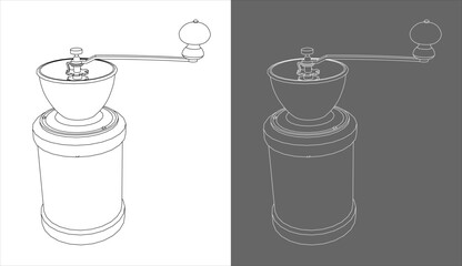 Manual coffee grinder blueprint front view