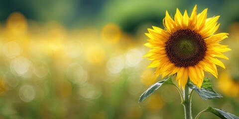 Obraz premium The sunflower standing tall in a sunlit field with bokeh background
