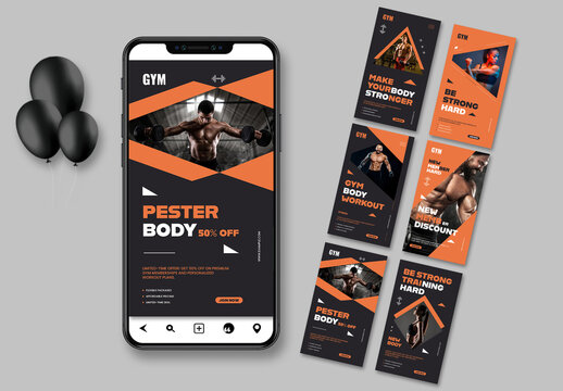 Modern Gym Fitness Social Media Template Layout
