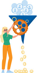 Marketing specialist generating leads and converting them into money using sales funnel