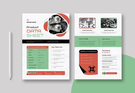 Product Data Sheet Template Layout