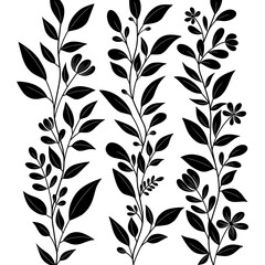 seamless pattern with black leaves