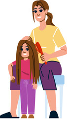 Mother combing her daughter's long hair, family lifestyle and parenting