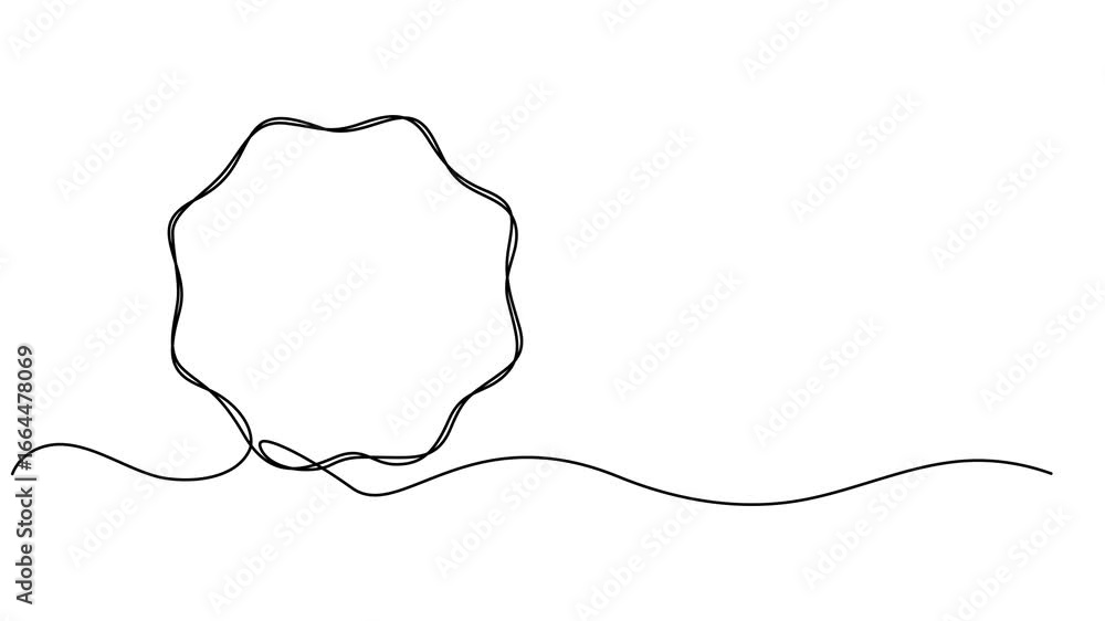 Poster circle animation continuous one line drawing, animated self drawing of continuous line draw circle. 